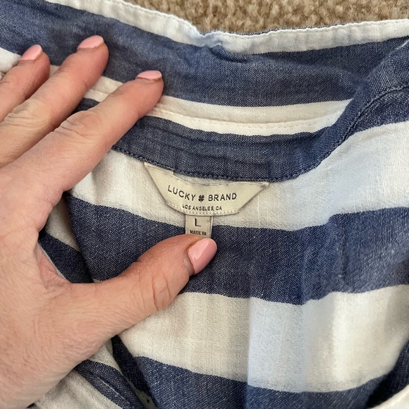Lucky Brand Blue and White Striped Crop Top - Picture 3 of 5